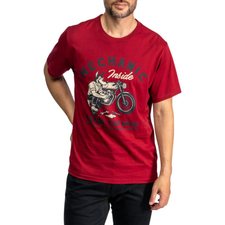 T-shirt en coton rouge avec un grand imprimé...