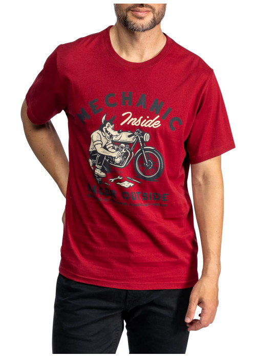 T-shirt en coton rouge avec un grand imprimé...