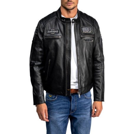 Blouson en cuir de mouton noir pourvu d'une...