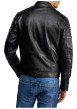 Thumbnail Blouson en cuir de mouton noir pourvu d'une coupe droite et un col boutonné - Image 2