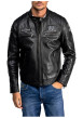 Thumbnail Blouson en cuir de mouton noir pourvu d'une coupe droite et un col boutonné - Image 3