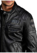 Thumbnail Blouson en cuir de mouton noir pourvu d'une coupe droite et un col boutonné - Image 6