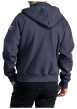 Thumbnail Sweat zippé en coton mélangé bleu marine muni d'une capuche à coupe droite - Image 2