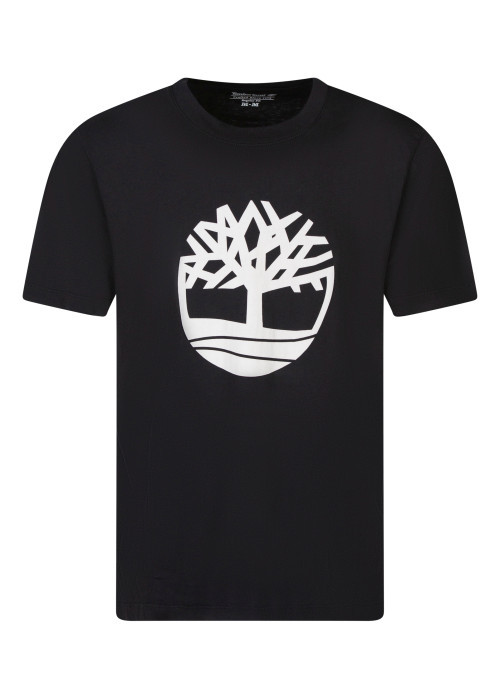 T-shirt en coton noir à coupe droite pourvu...