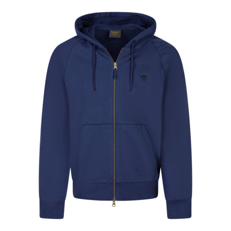 Sweat zippé en coton bleu à coupe droite pourvu...