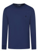 Thumbnail T-shirt en coton bleu à coupe droite pourvu d'un col rond et de manches longues