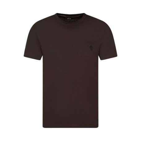 T-shirt en coton marron à coupe droite pourvu...