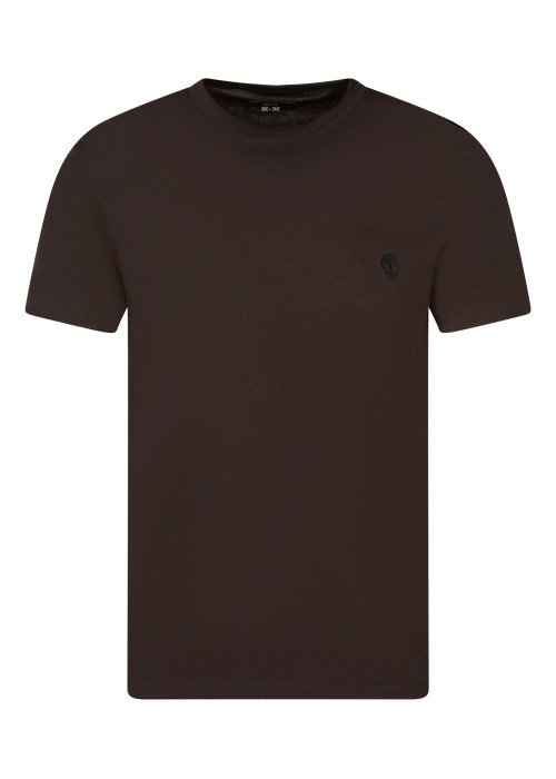 T-shirt en coton marron à coupe droite pourvu...