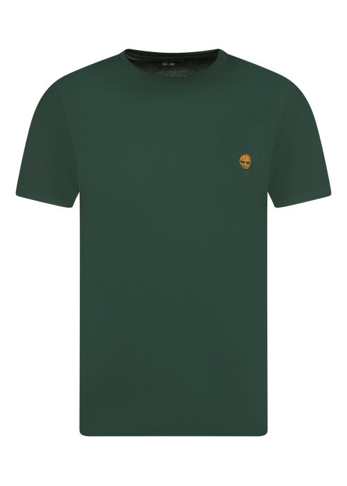 T-shirt en coton vert à coupe droite pourvu de manches courtes
