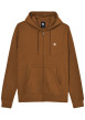 Thumbnail Sweat zippé en coton mélangé brun à coupe droite pourvu d'un col à capuche