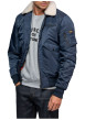 Thumbnail Blouson bleu marine pourvu d'un col à revers en fausse fourrure - Image 3