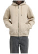 Thumbnail Veste beige à coupe droite pourvue d'un col à capuche et de manches longues - Image 3