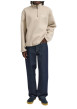 Thumbnail Sweat beige pourvu d'une coupe ample et d'un col camionneur à zip - Image 5