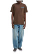 Thumbnail T-shirt en coton biologique marron à coupe droite pourvu d'un col rond - Image 5