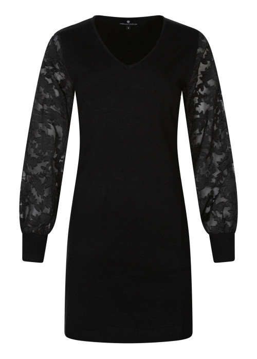 Robe noire à coupe droite pourvue d'un col v et...