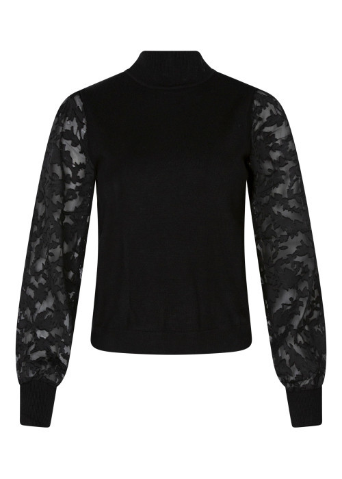 Pull noir coupe ajustée pourvu d'un col montant...