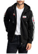 Thumbnail Sweat zippé noir à capuche avec bandes contrastées et des patchs