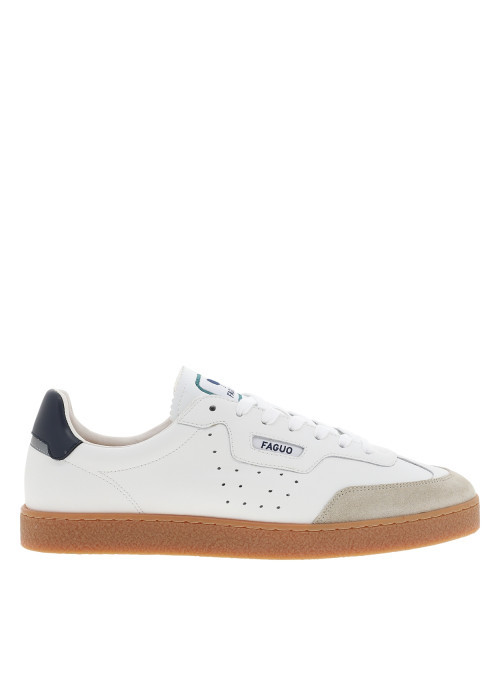 Tennis Lumbo blanches en cuir à talon plat et...