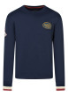 Thumbnail Sweat en coton marine à coupe droite pourvu d'un col rond côtelé