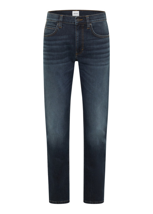 Jean en coton mélangé indigo à coupe droite pourvu de poches classiques