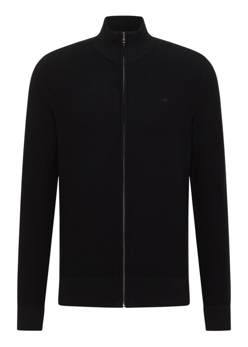 Gilet en coton noir pourvu d'une coupe droite et d'un col montant