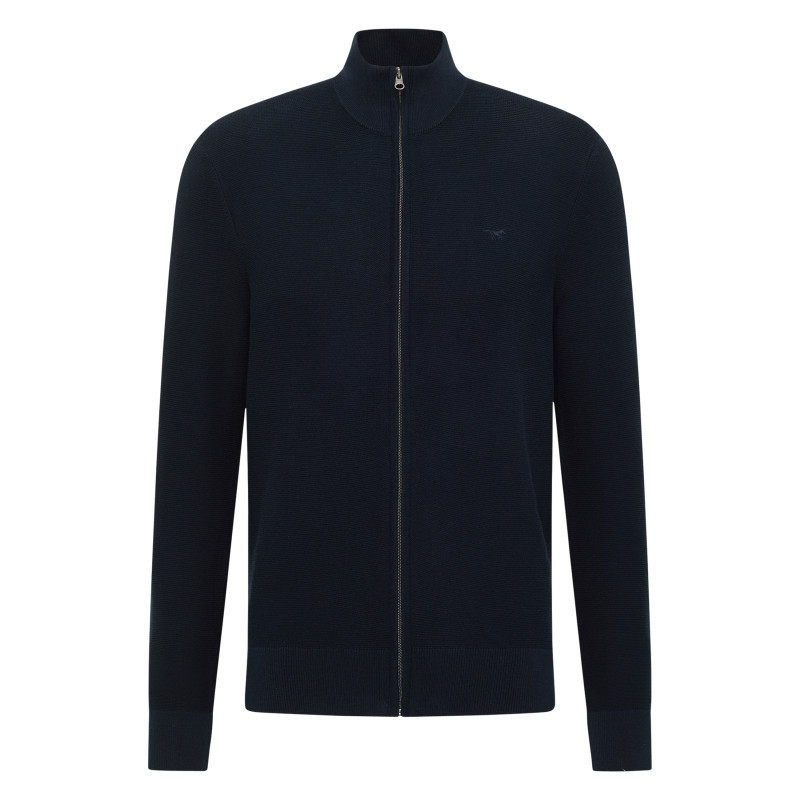 Mustang - Gilet En Coton Marine à Coupe Droite Pourvu D'un Col Montant - Bleu Foncé