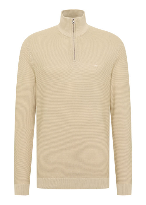 Pull en coton beige à coupe droite pourvu d'un...