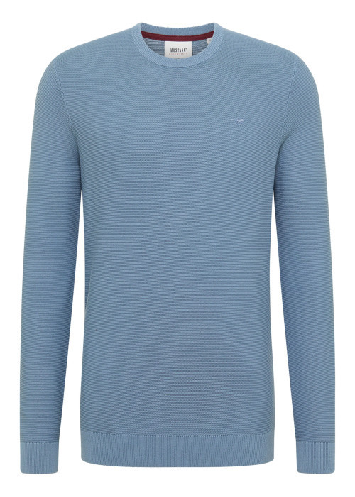 Pull en coton bleu à coupe droite pourvu d'un...