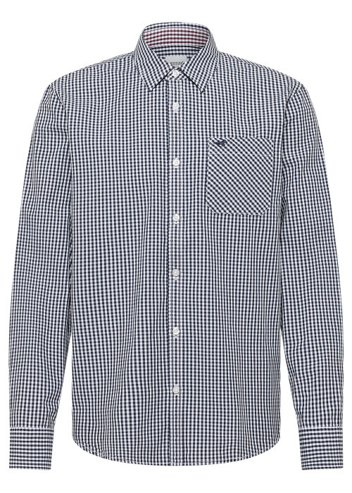 Chemise en coton marine à coupe droite pourvue...
