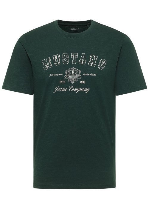T-shirt en coton vert à coupe droite pourvu d'un col rond ras-du-cou