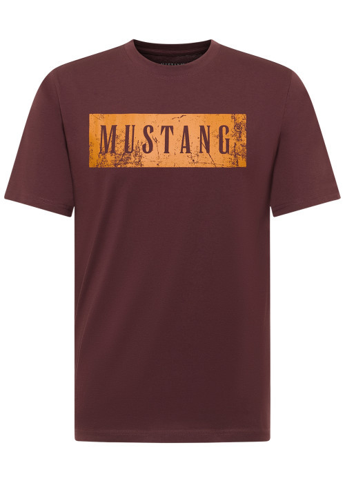 T-shirt en coton bordeaux à coupe droite pourvu d'un col rond ras-du-cou