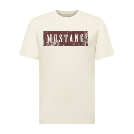 T-shirt en coton écru à coupe droite pourvu...