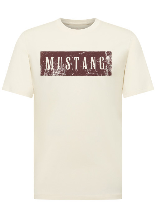 T-shirt en coton écru à coupe droite pourvu d'un col rond ras-du-cou