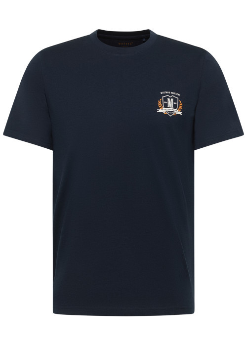T-shirt en coton marine pourvu d'une coupe droite et d'un col rond