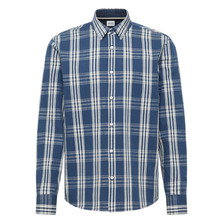 Chemise en coton marine à coupe droite pourvue...