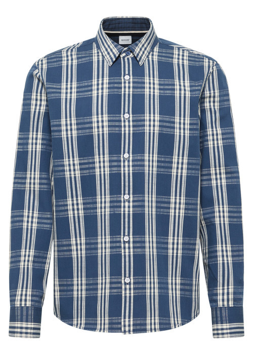 Chemise en coton marine à coupe droite pourvue...