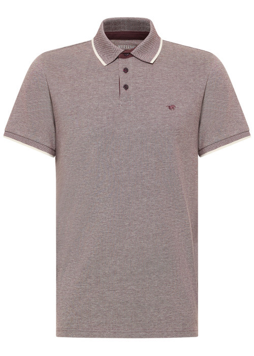 Polo en coton brun pourvu d'une coupe droite et d'un col à revers
