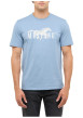 Thumbnail T-shirt en coton ciel à coupe droite pourvu d'un col rond côtelé - Image 3