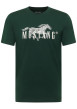Thumbnail T-shirt en coton vert à coupe droite pourvu d'un col rond côtelé