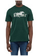Thumbnail T-shirt en coton vert à coupe droite pourvu d'un col rond côtelé - Image 3