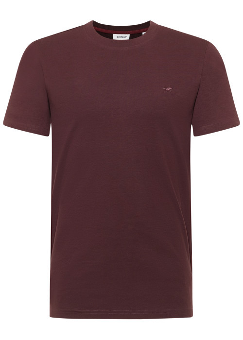 T-shirt en coton bordeaux à coupe droite pourvu d'un col rond