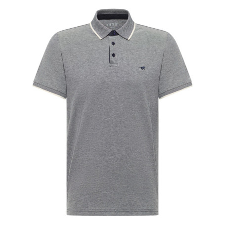 Polo en coton bleu pourvu d'une coupe droite et...