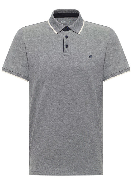 Polo en coton bleu pourvu d'une coupe droite et...
