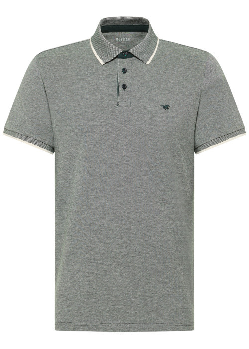 Polo en coton vert pourvu d'une coupe droite et d'un col à revers