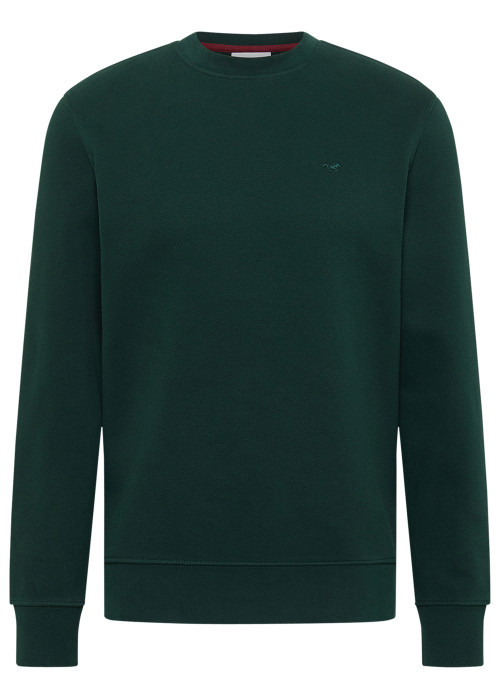Sweat en coton mélangé vert à coupe droite pourvu d'un col rond
