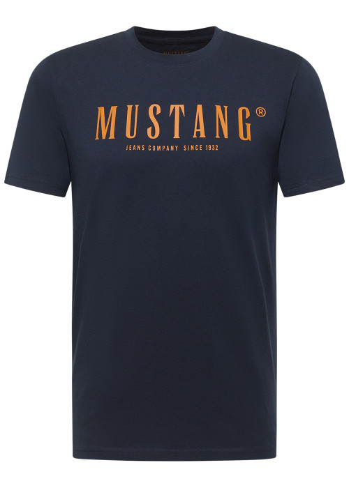 T-shirt en coton marine pourvu d'une coupe droite et d'un col rond
