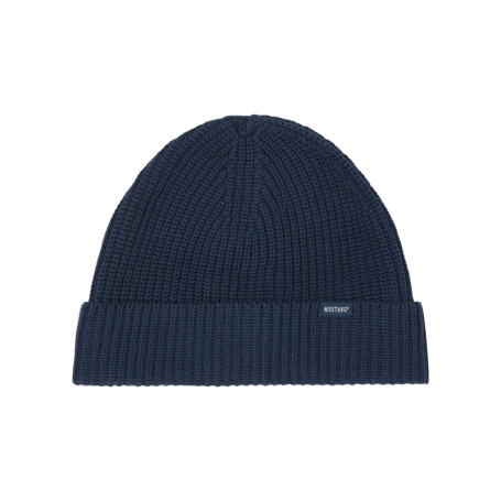 Bonnet marine en maille tricotée épaisse siglé...