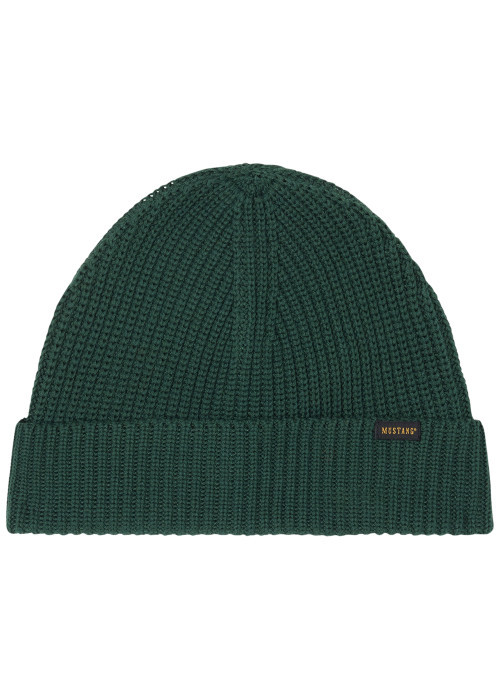 Bonnet vert en maille tricotée épaisse siglé du...