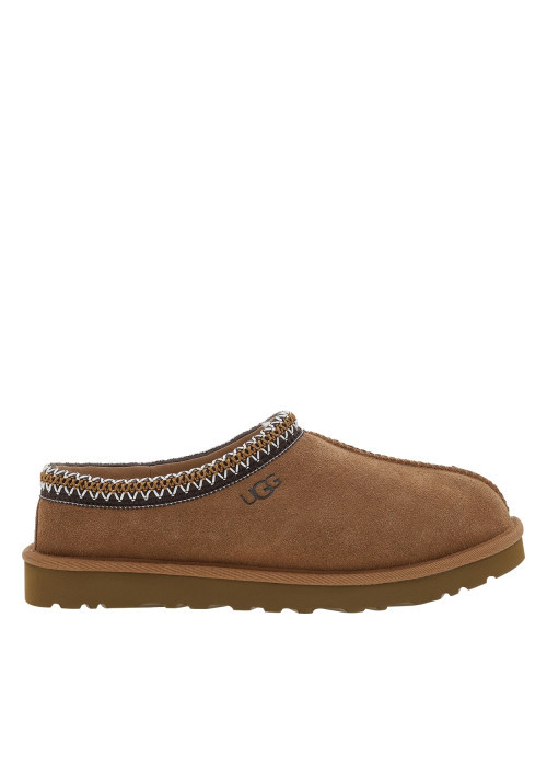 Mules M Tasman Ii en cuir nubuck camel à talon plat et surpiqûres bicolores