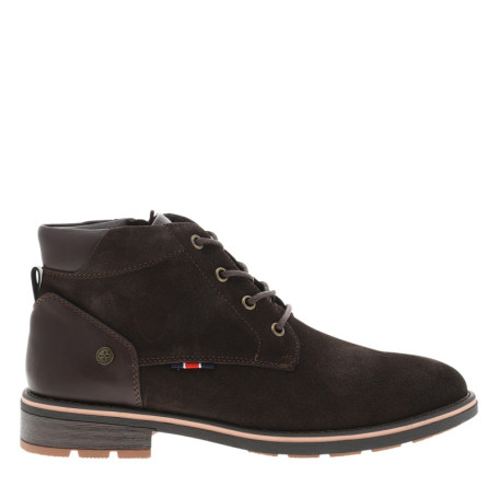 Boots en cuir nubuck marron à talon décroché...